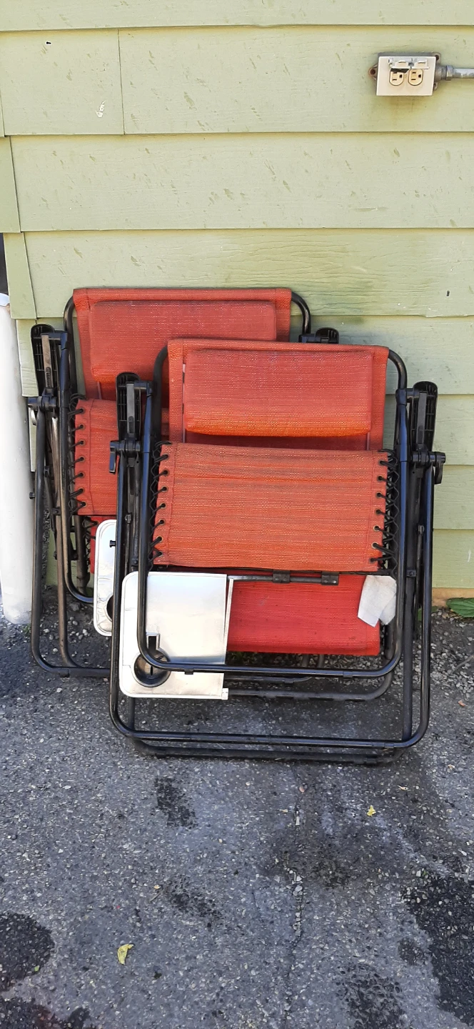 Pair Of Orange Zero Gravity Chairs With Cup Holders - photo 3