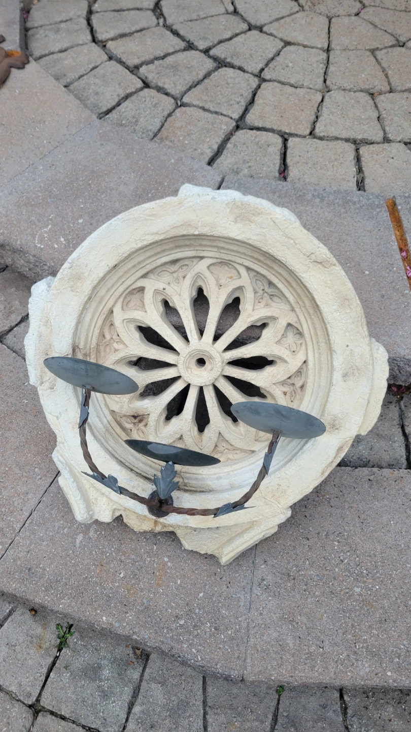 Decorative Candle Holder with Ornate Stone Frame - photo 2