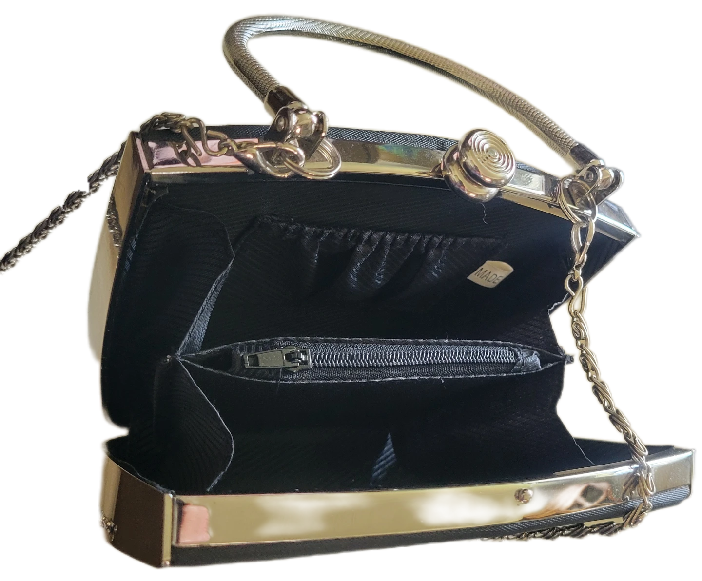 Blue evening clutch with silver chain strap - photo 4