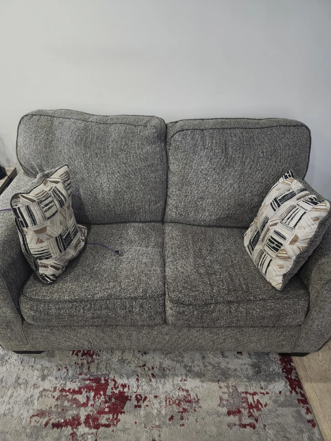 Grey Fabric Loveseat and Sofa Set
