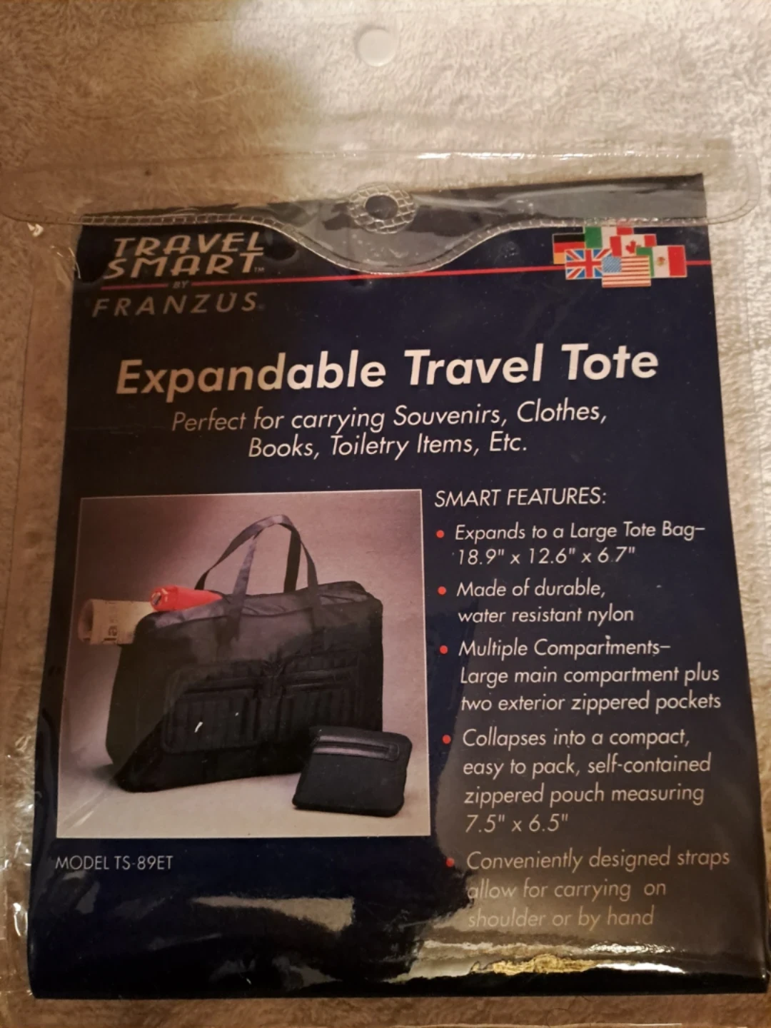 New EXPANDABLE Travel duffle Tote Bag, black - photo 2