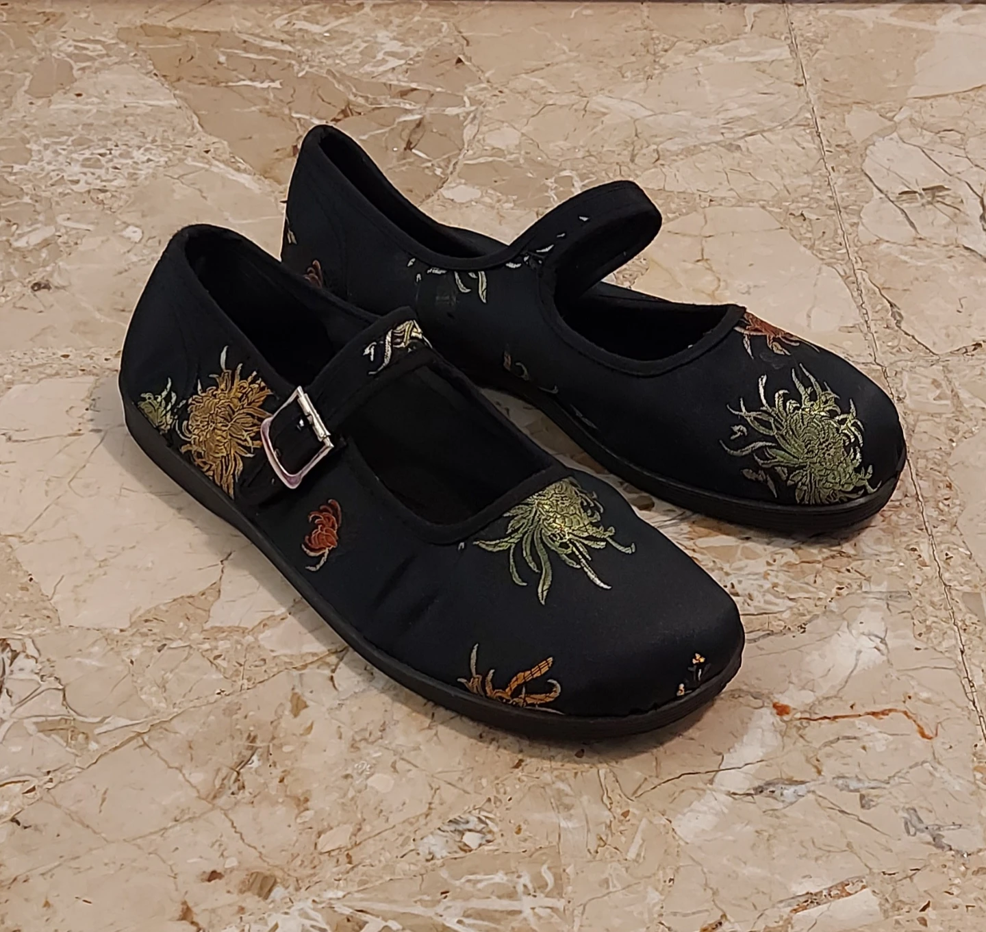 Black Embroidered Mary Jane Flats size 36