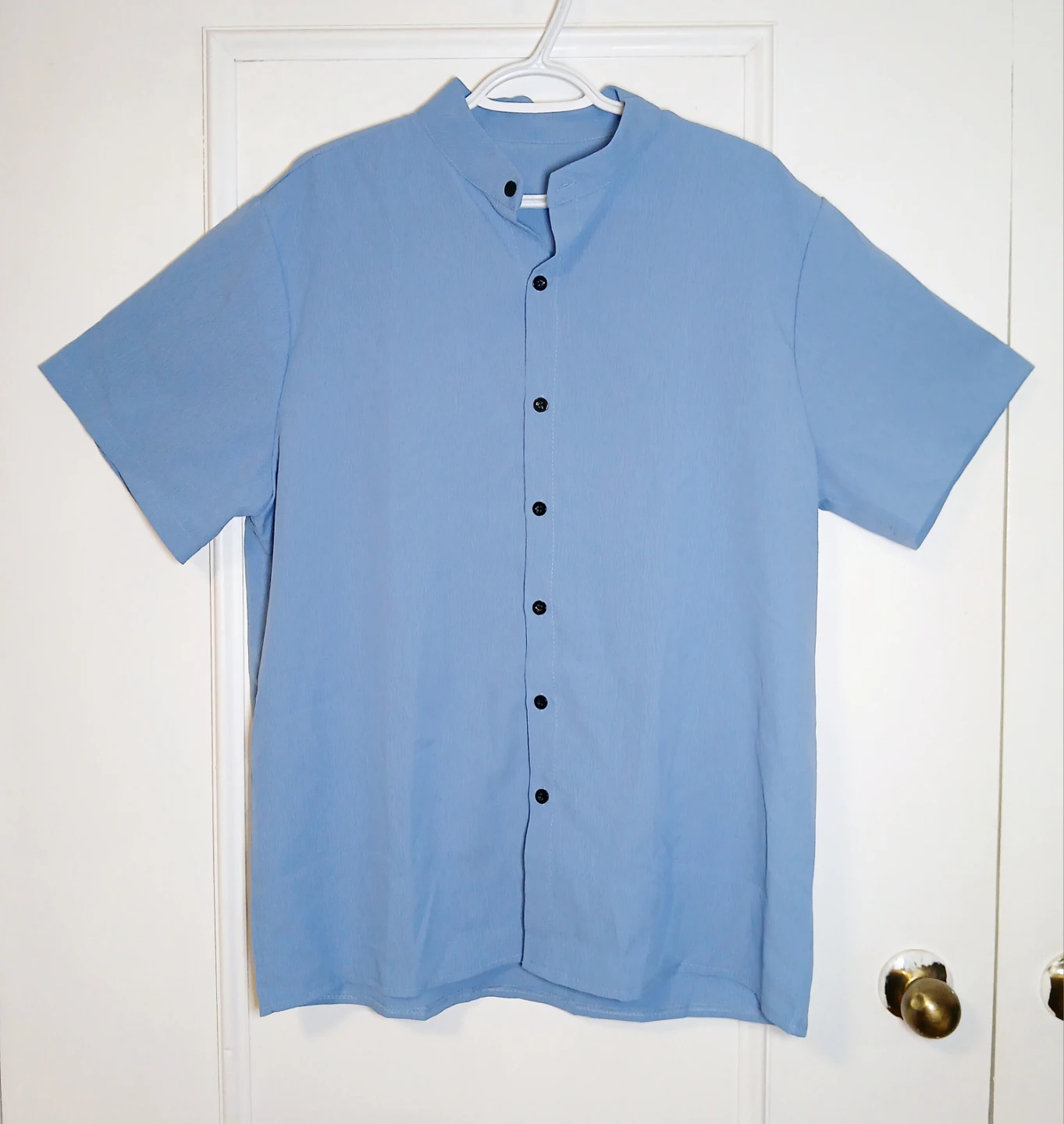 Women XL Button-up Short Sleeve Blue Shirt