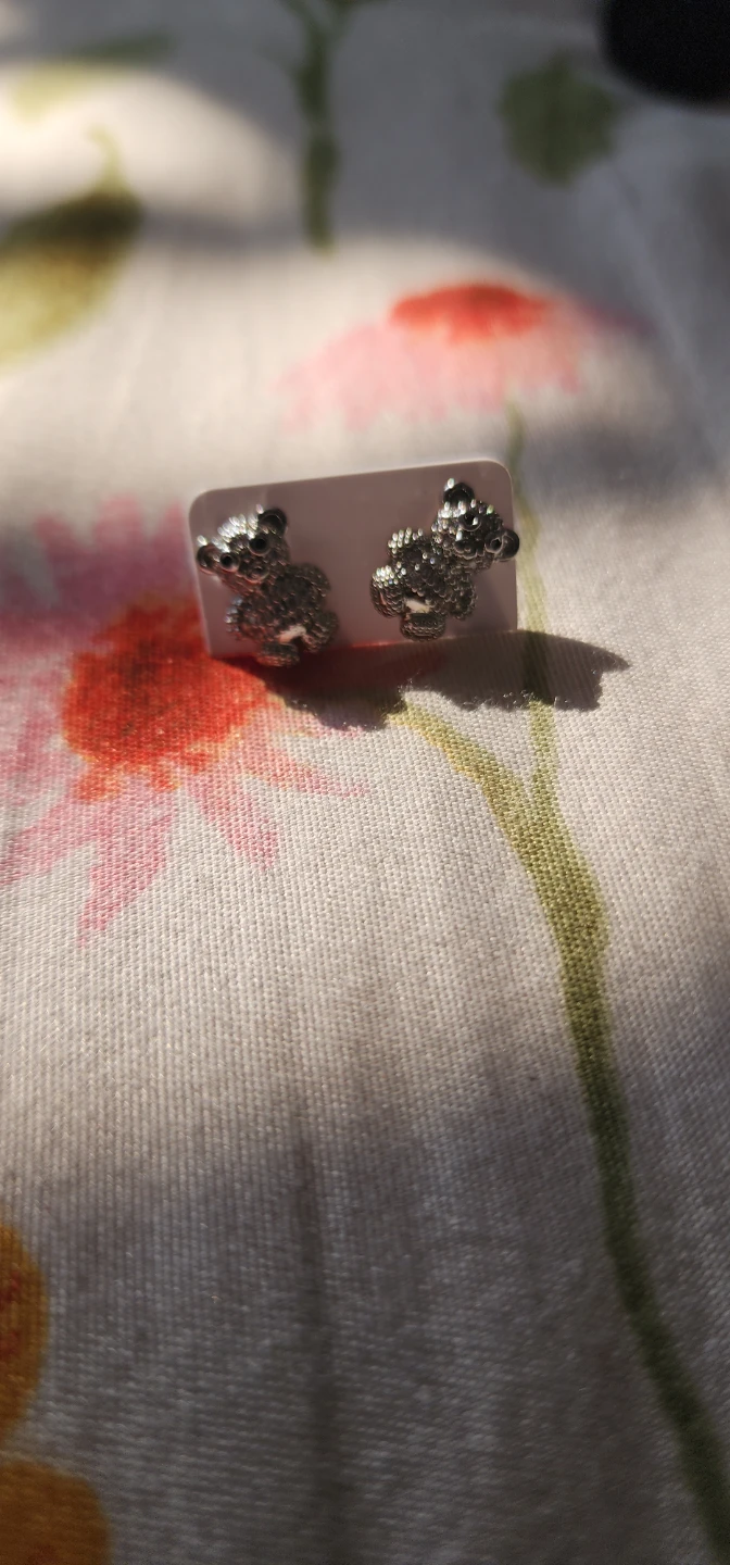 Sparkly Teddy Bear Stud Earrings - photo 5
