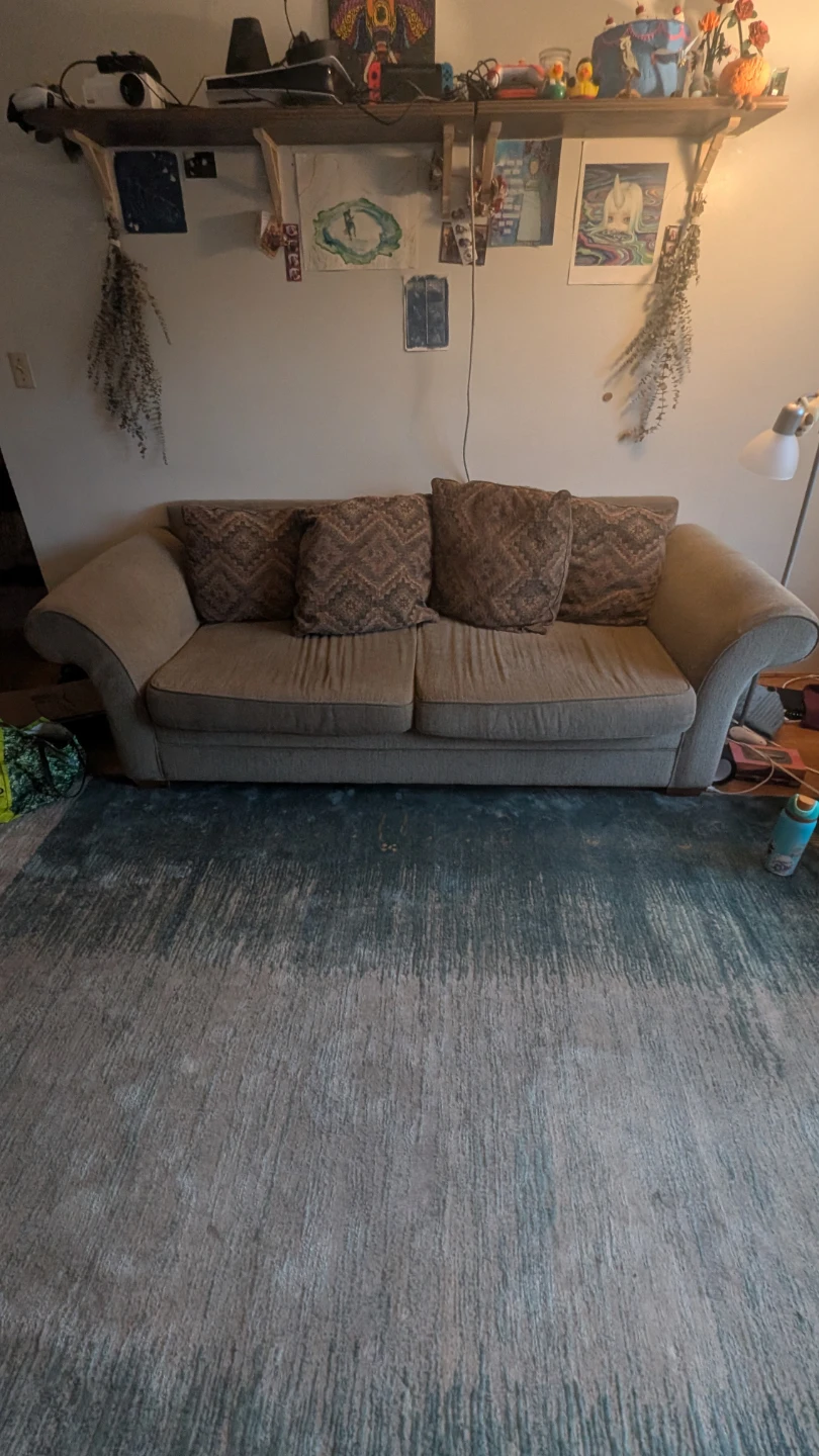 Taupe Sofa with Decorative Pillows