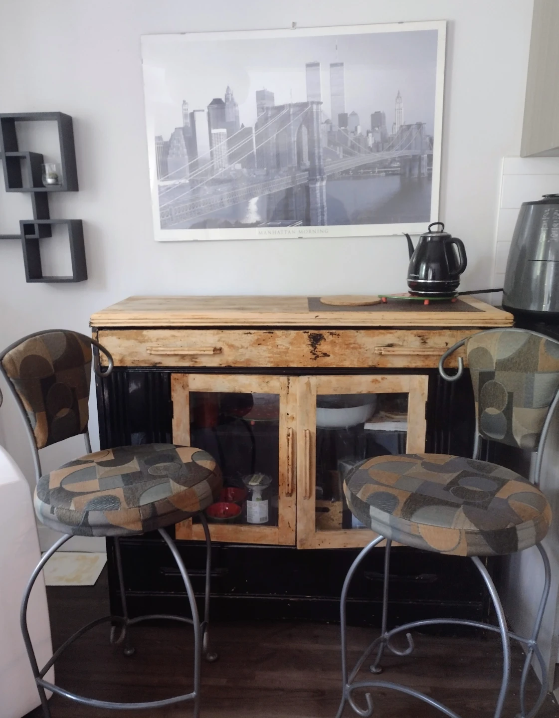 3 Bar Stools Comfy counter height Fabric Seat - photo 3