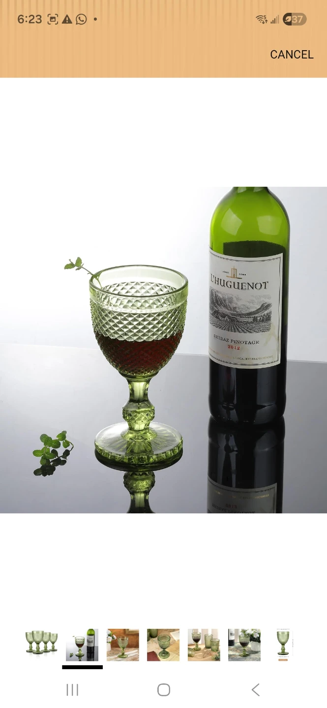 Set of 4 Green Textured Wine Glasses - photo 2