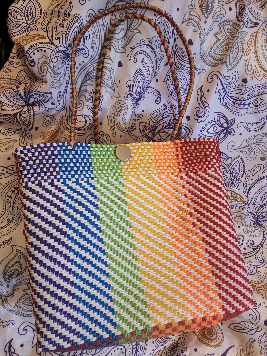 Rainbow Woven Tote Bag