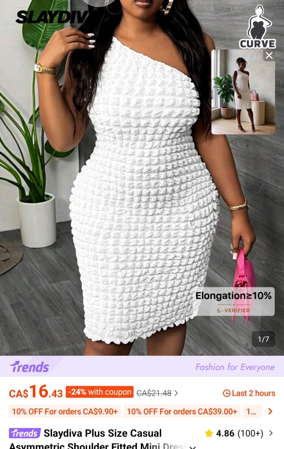 Slaydiva White Textured Asymmetrical Mini Dress - photo 3