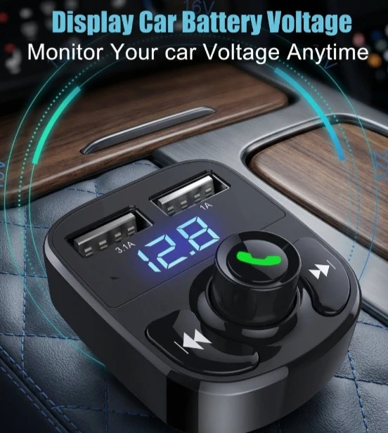 Car Bluetooth FM Transmitter with Dual USB Ports - photo 2