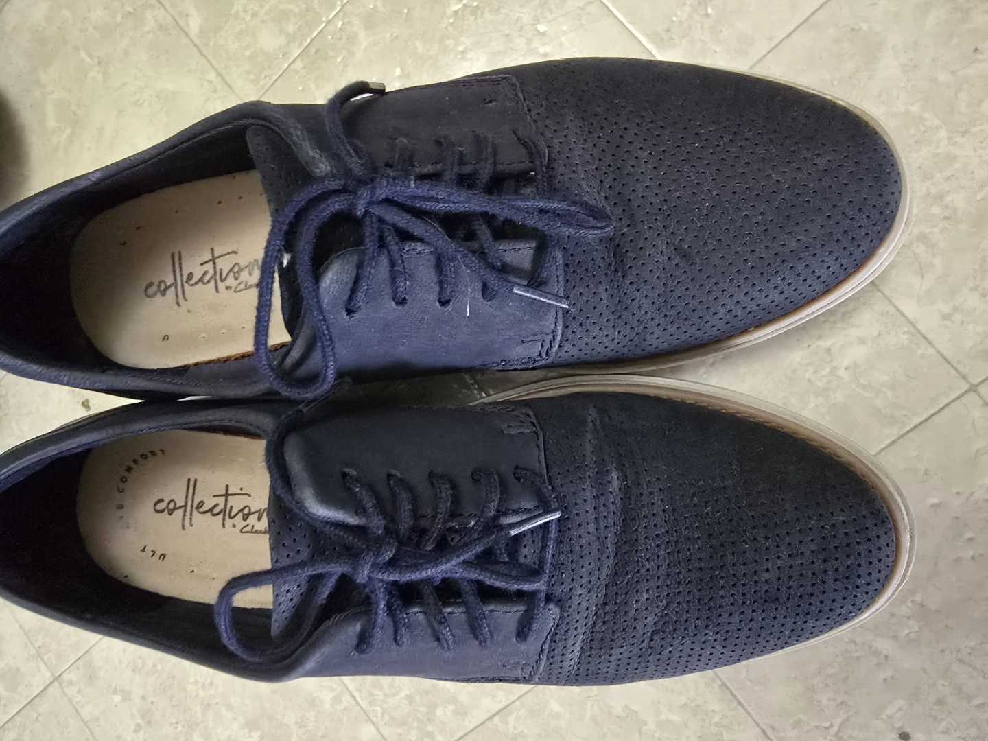 Clarks Collection Navy Suede Perforated Shoes - photo 2