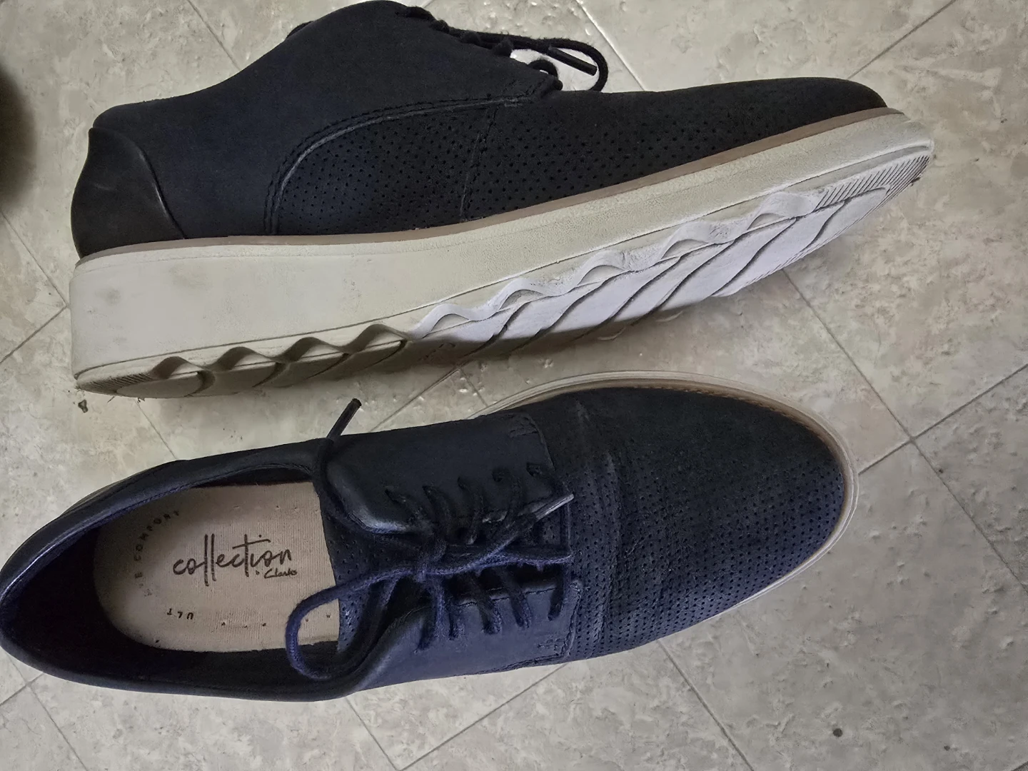 Clarks Collection Navy Suede Perforated Shoes - photo 3