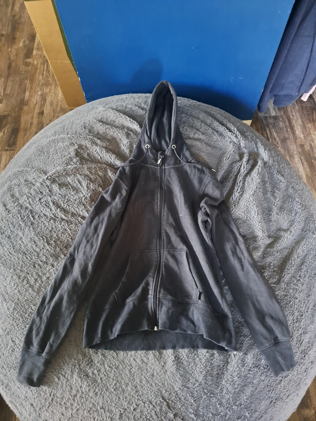 Black Zip-Up Hoodie with Front Pockets