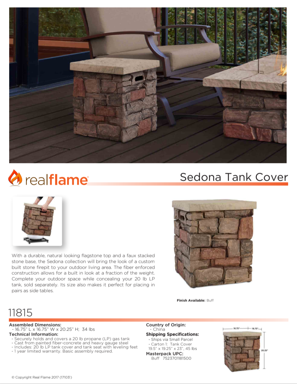 Real Flame Sedona 20lbs Tank Cover side table - photo 2