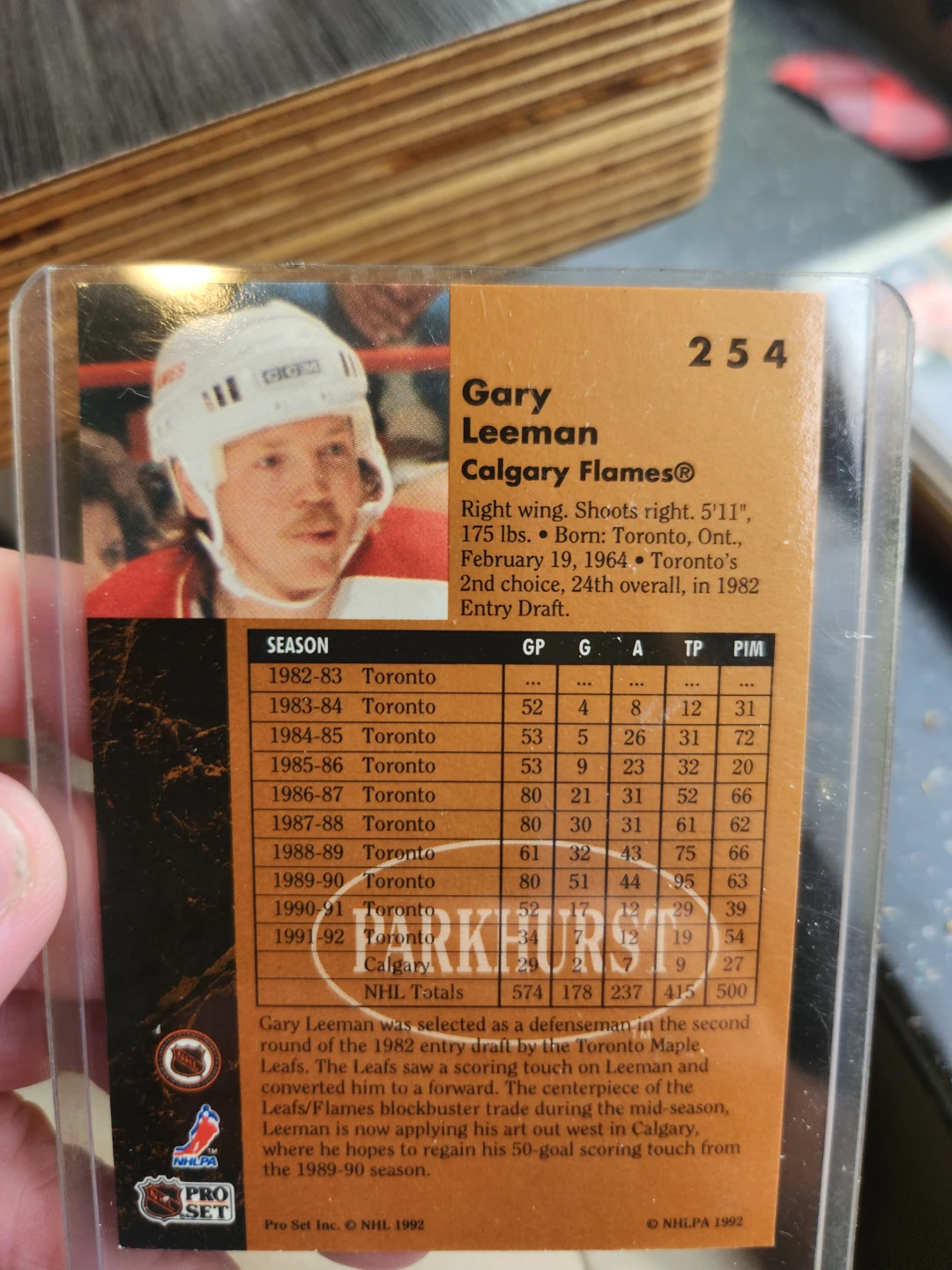 1992 Parkhurst Gary Leeman Calgary Flames Hockey Card - photo 2