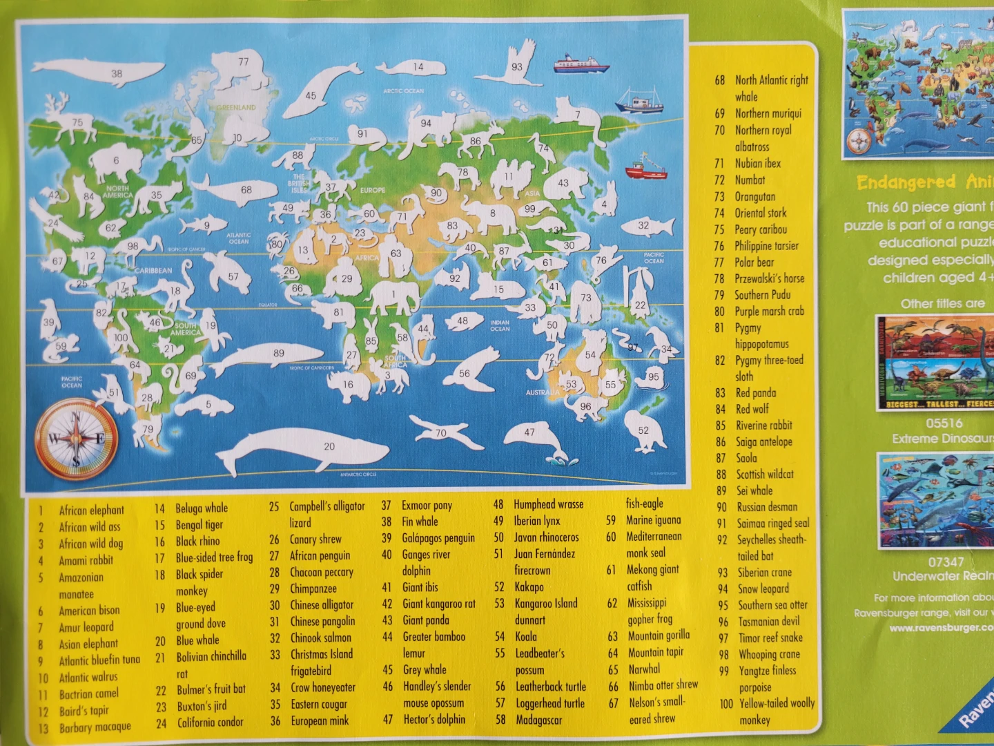 Ravensburger Endangered Animals 60 Piece Giant Floor Puzzle - photo 2