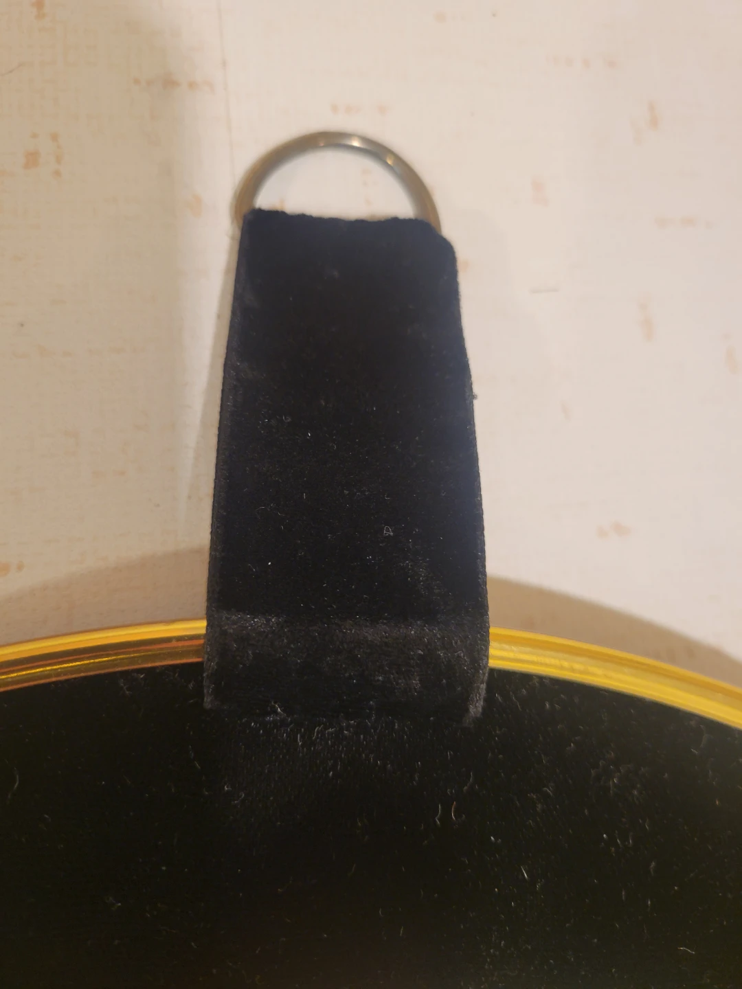 Mid Century Black Velvet Gold Round Mirror - photo 2