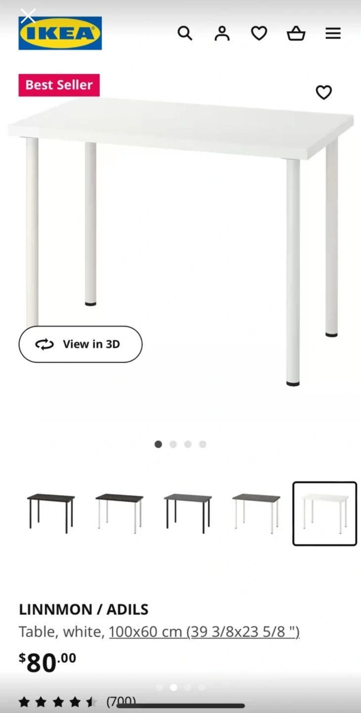 IKEA LINNMON / ADILS White Table 100x60 cm - photo 2