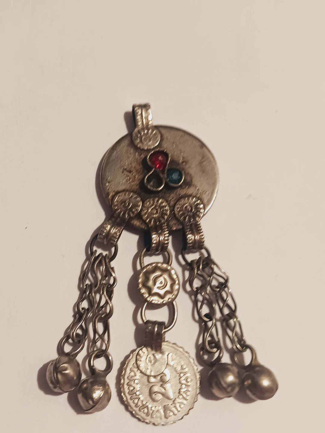Afghan Ethnic Tribal Kuchi Pendant with Bells and Coin - photo 3
