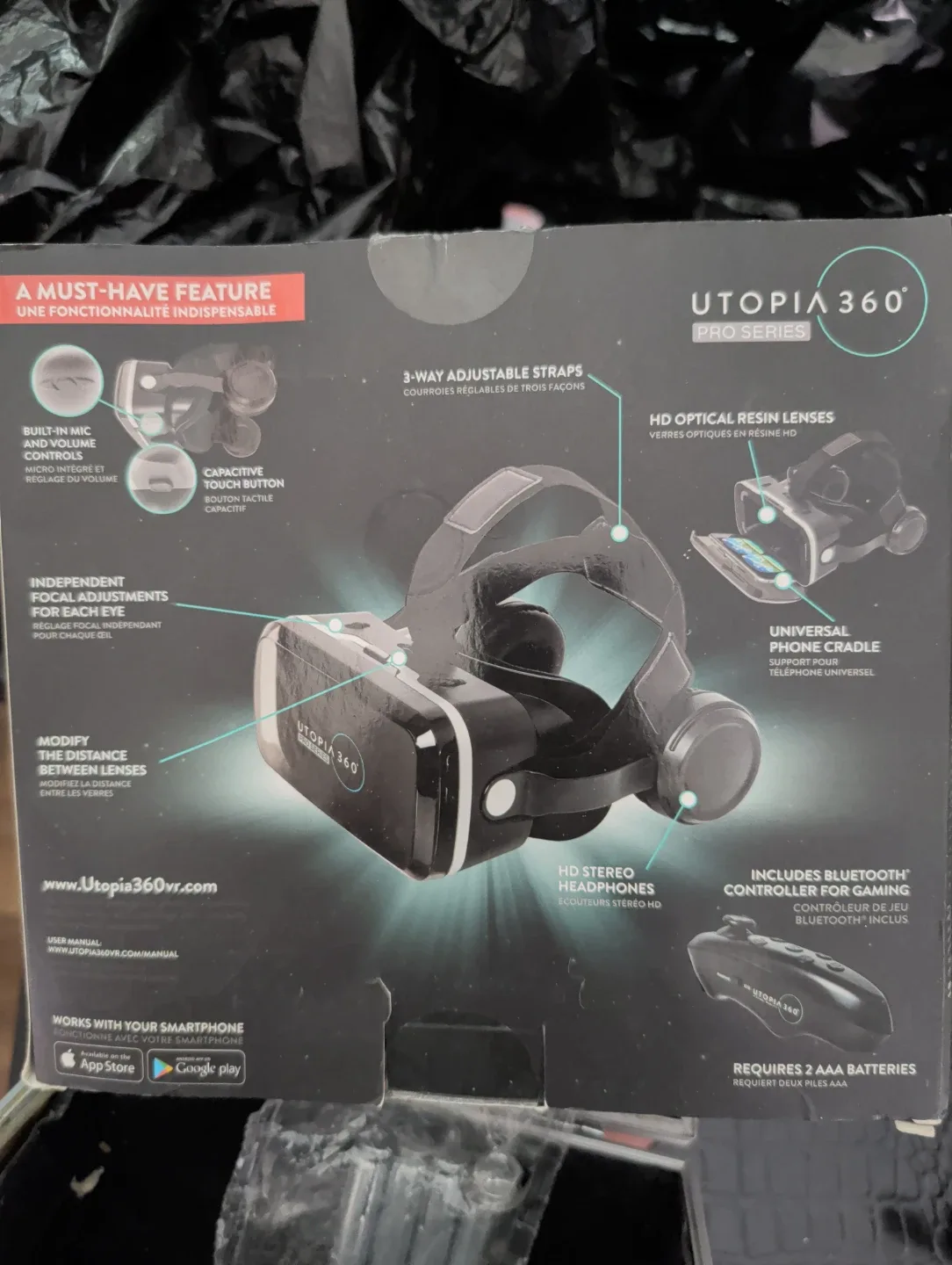 Utopia 360 VR Headset with Bluetooth Controller