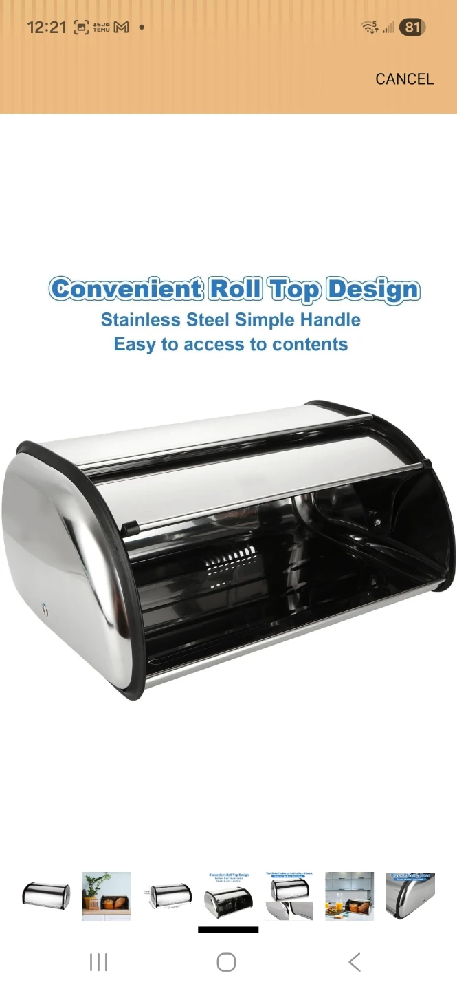 NEW Bread Boxes for Kitchen Counter Roll Top Bread Bin - photo 4