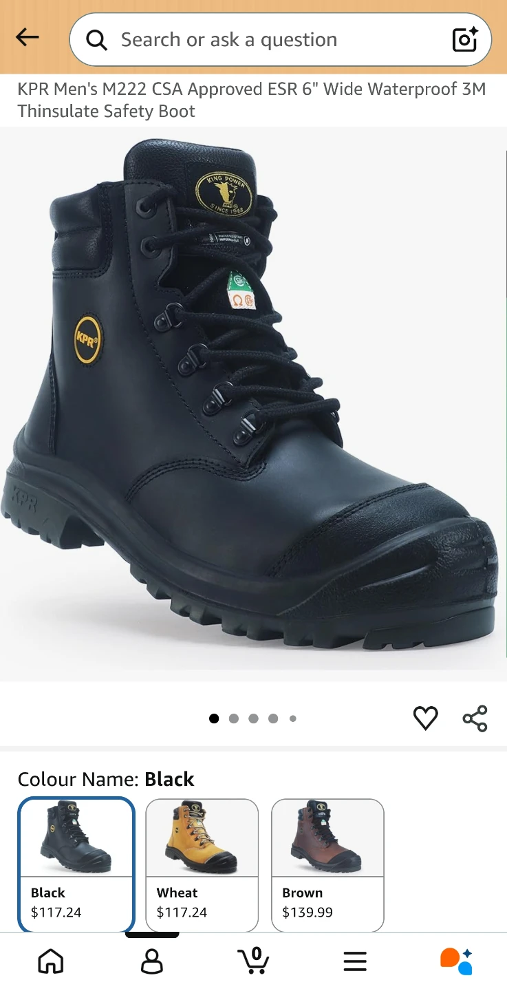 KPR Men's M222 CSA Approved 6" Waterproof Safety Boot