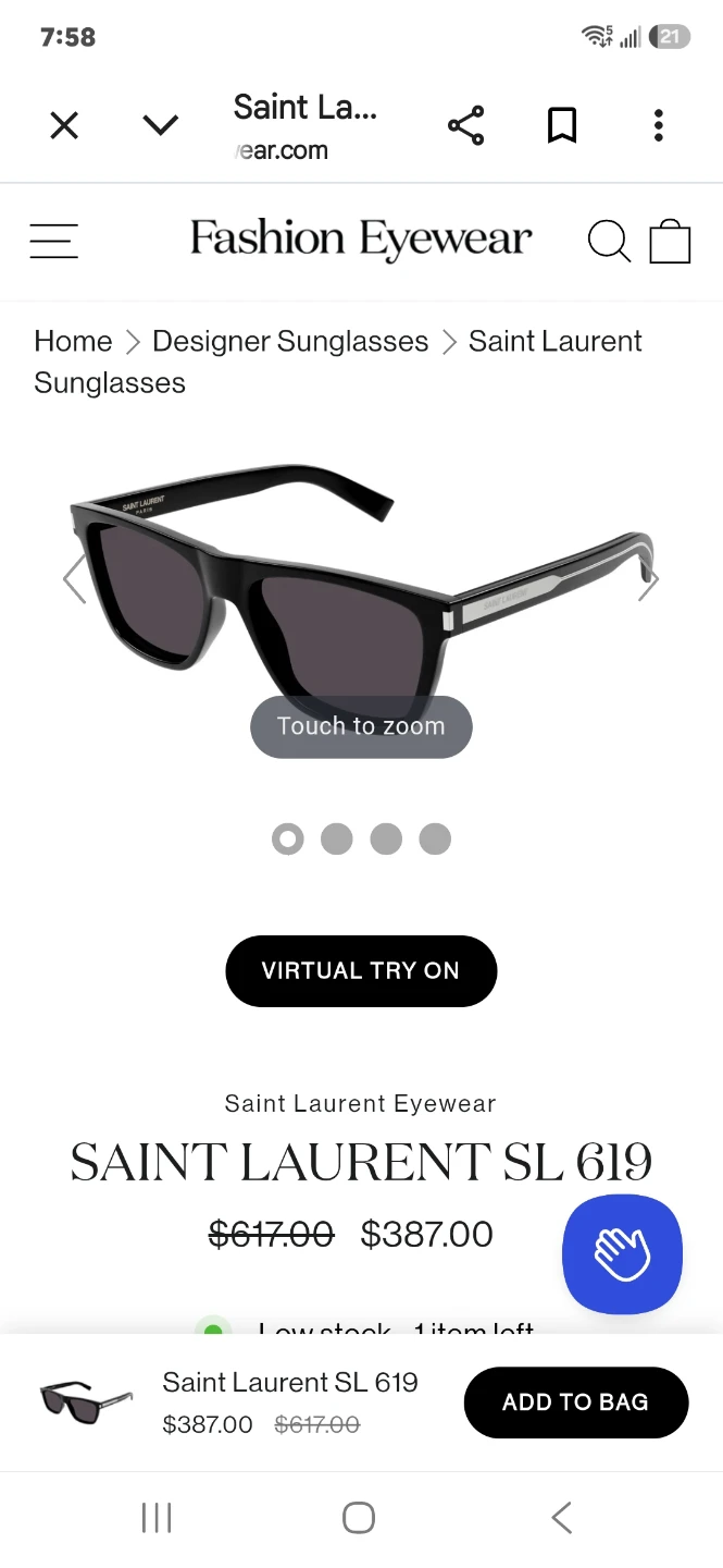 Sunglass Saint Laurent SL 619 001  mens new- Authentic - photo 2