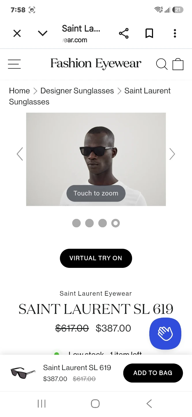 Sunglass Saint Laurent SL 619 001  mens new- Authentic - photo 4