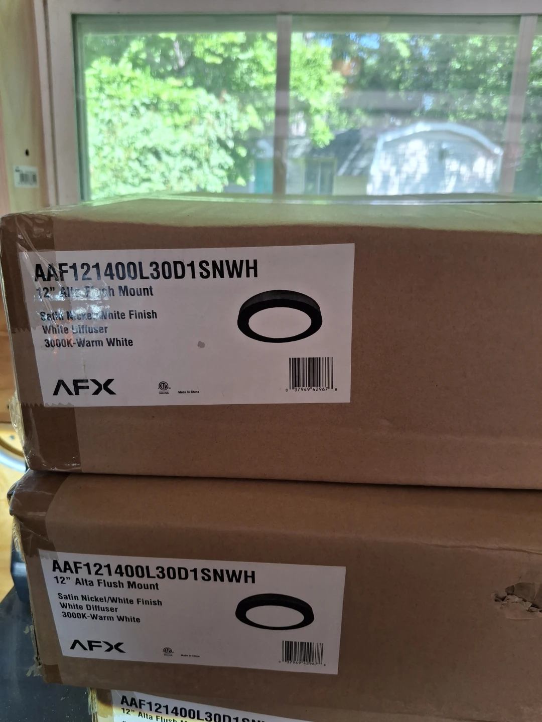 AFX 12" Alta Flush Mount Light - Satin Nickel/White