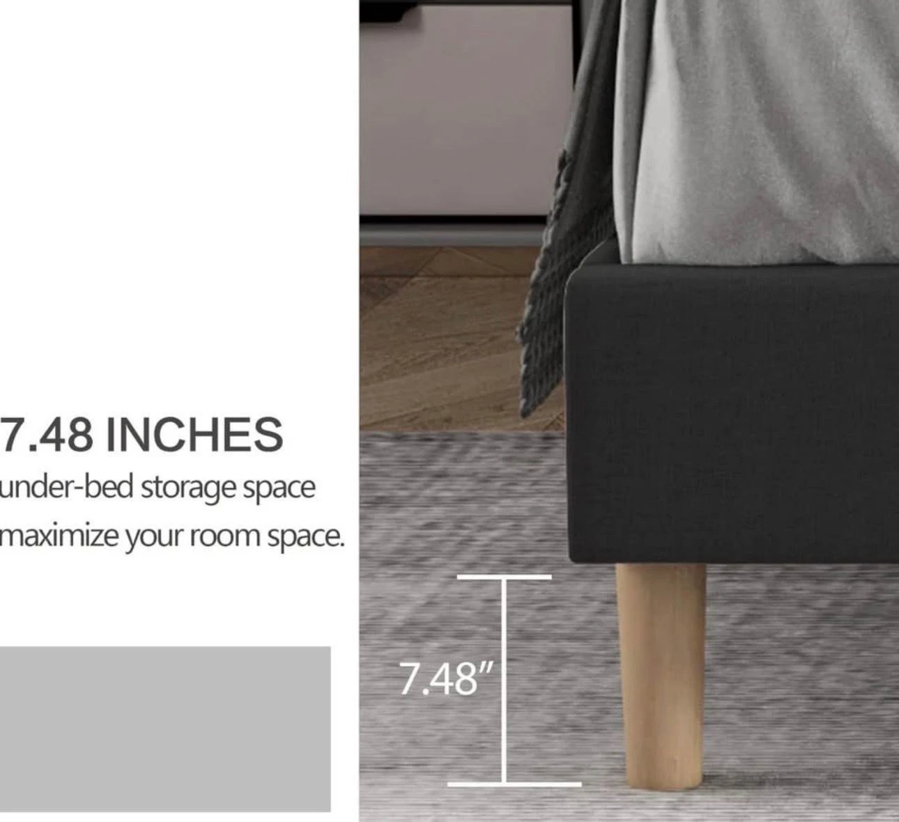 Full Size Upholstered Bed Frame/Headboard -Mattress included - photo 3