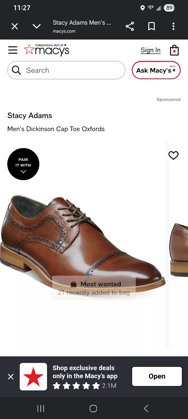 Stacy Adams Men's Dickinson Cap Toe Oxfords - photo 2