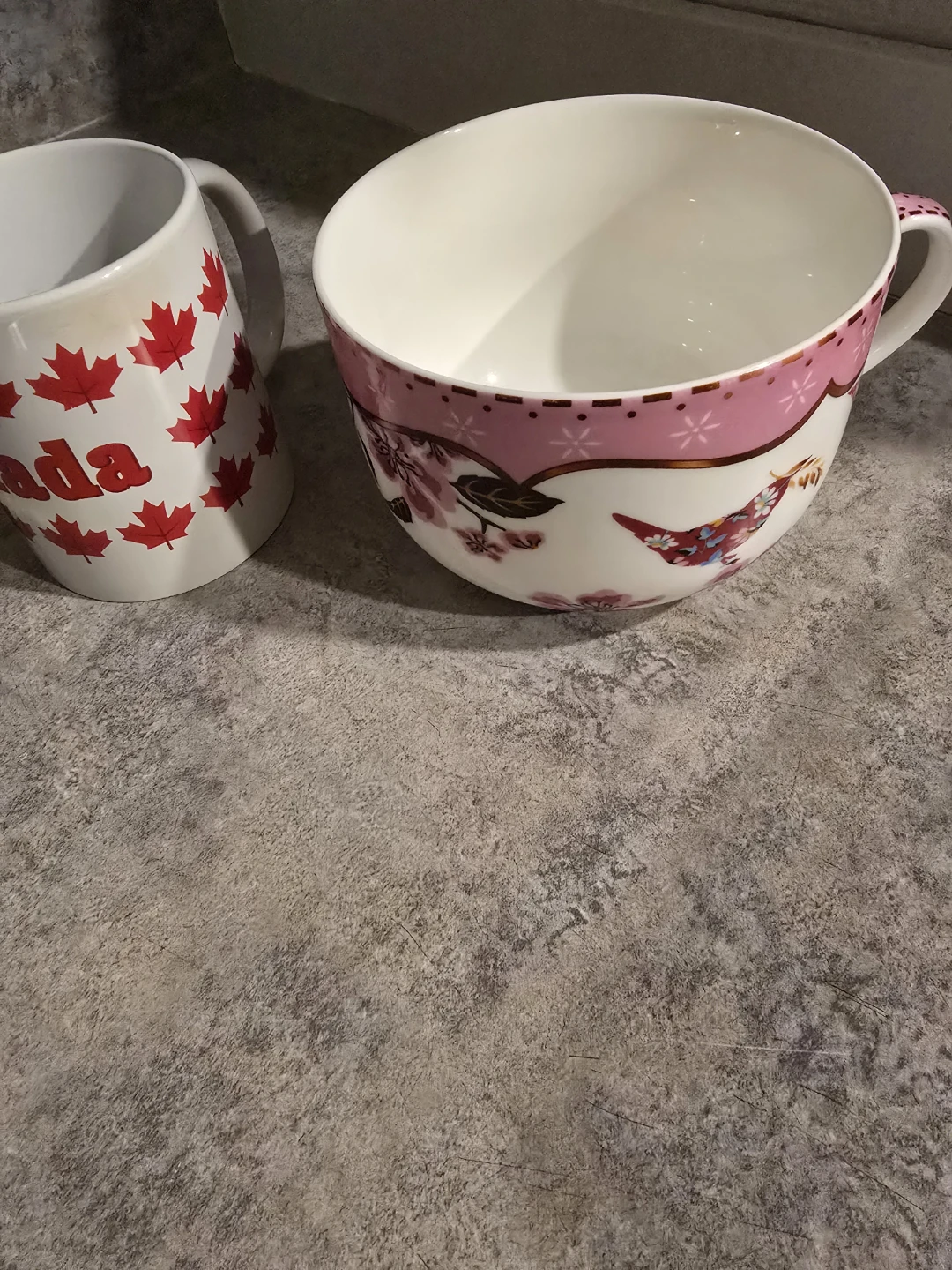Canada Maple Leaf Mug & Large Floral Bird Teacup