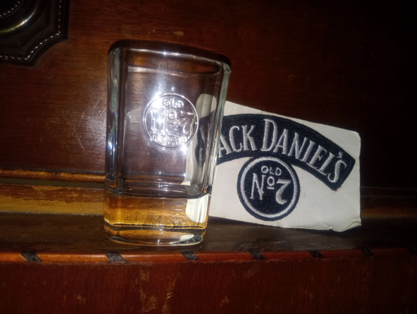 Jack Daniel's Old No. 7 Shot Glass and embroidered patch
