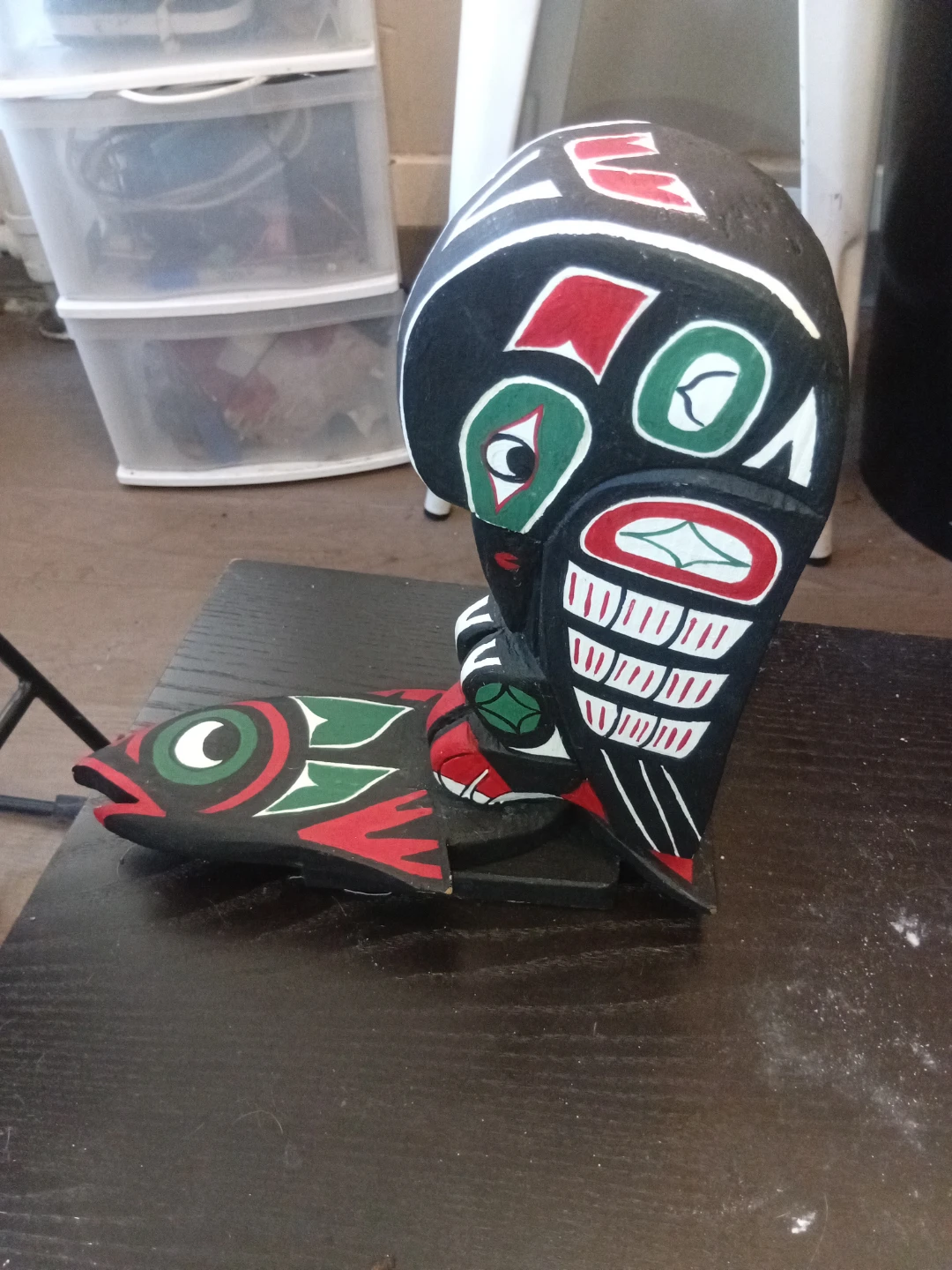 Carved Wooden Figurine - Bird and Fish - photo 2