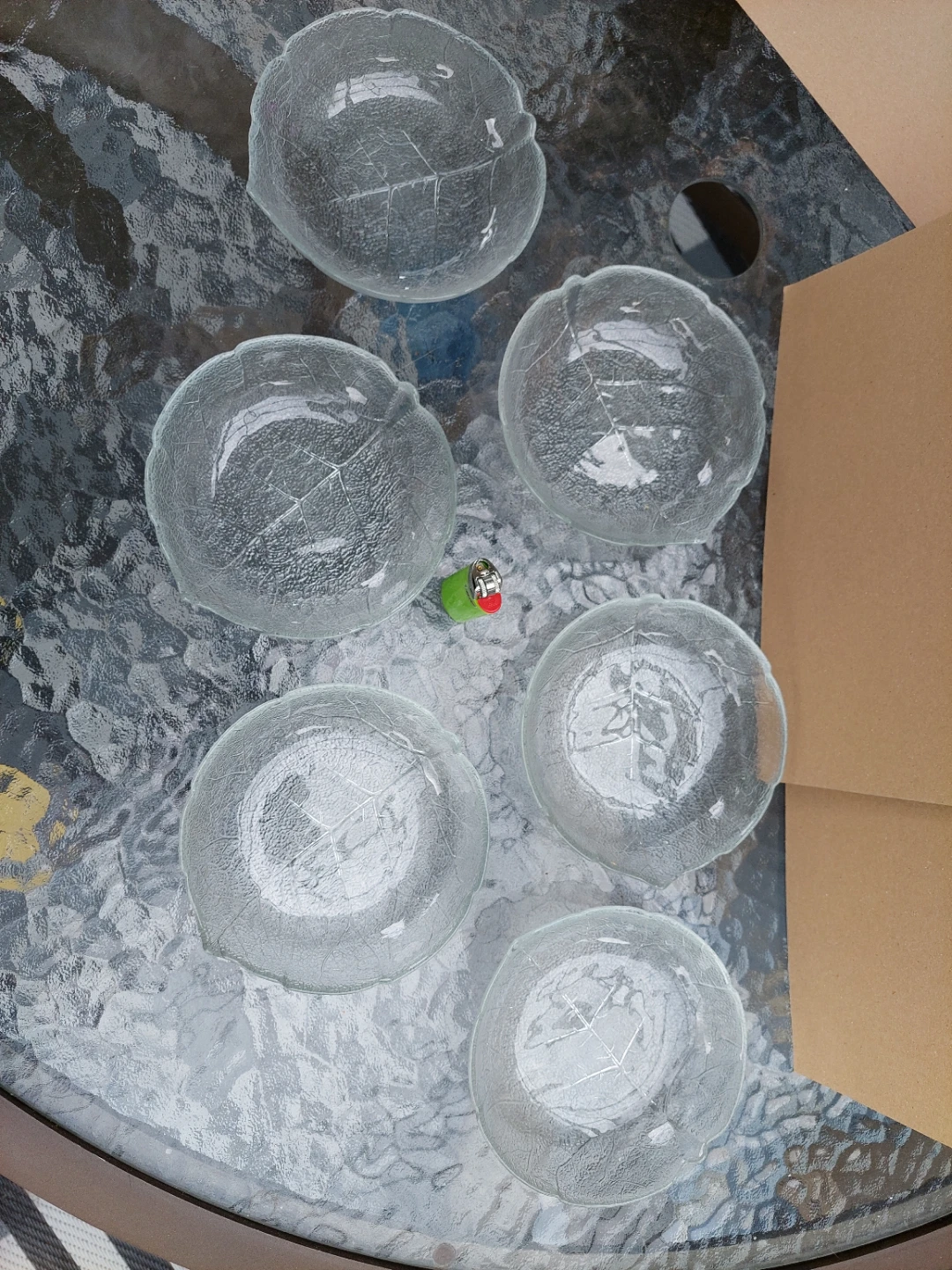 Set of 6 Glass Leaf Design Bowls - photo 2