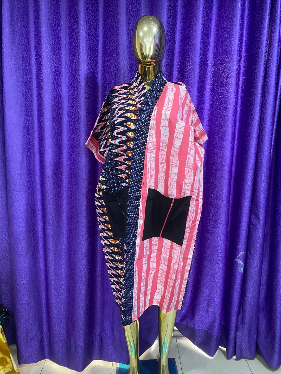 Asymmetrical Print Dress with Pockets
