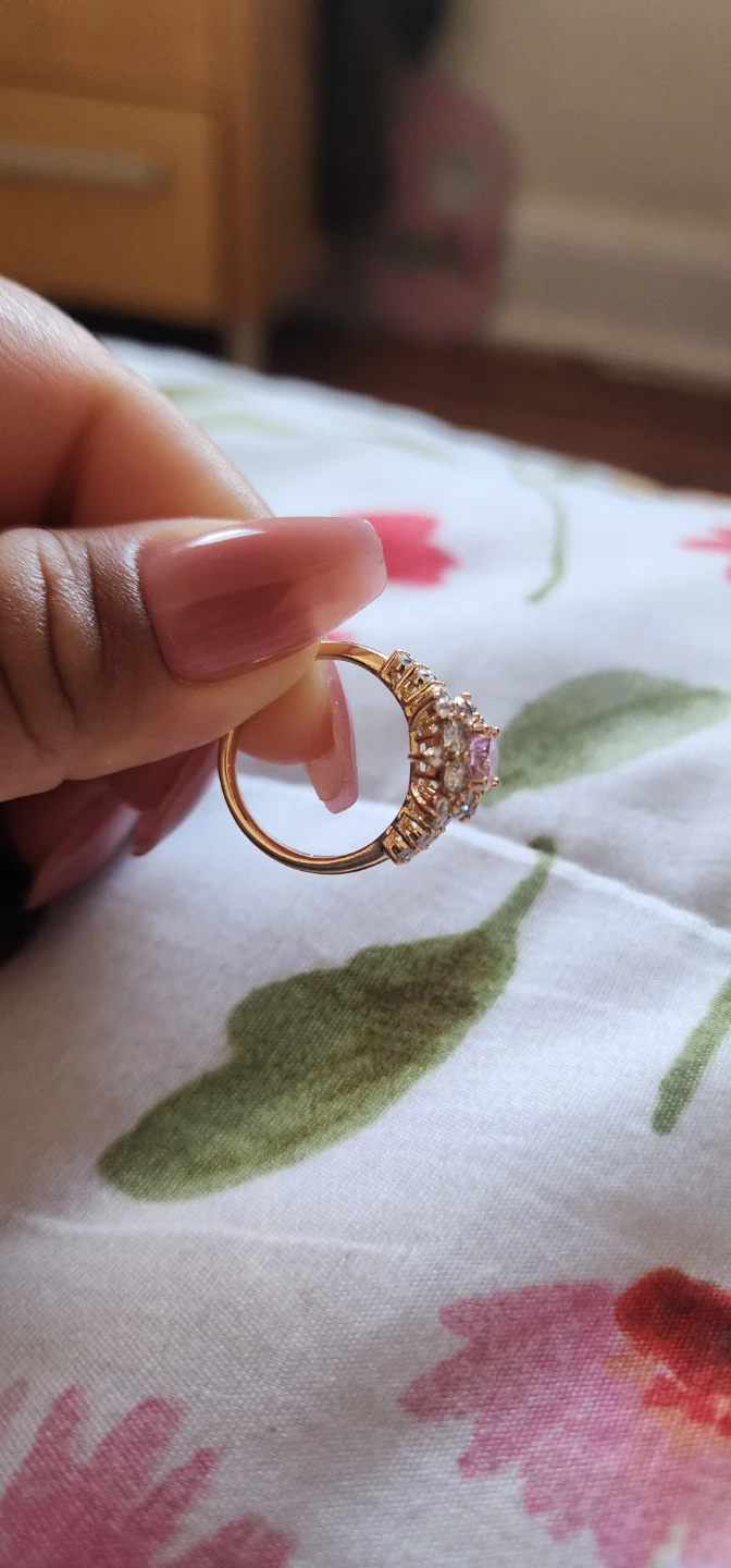 Baby pink & white flower gold platted Ring - photo 2
