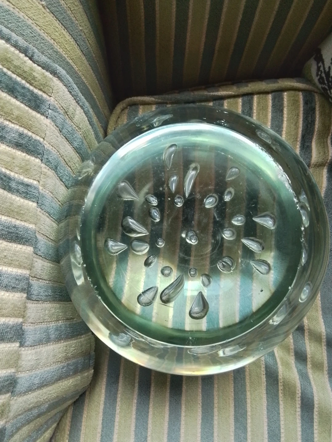 Jumbo 7" Vintage Controlled Bubble Art Glass Orb Sculpture - photo 5