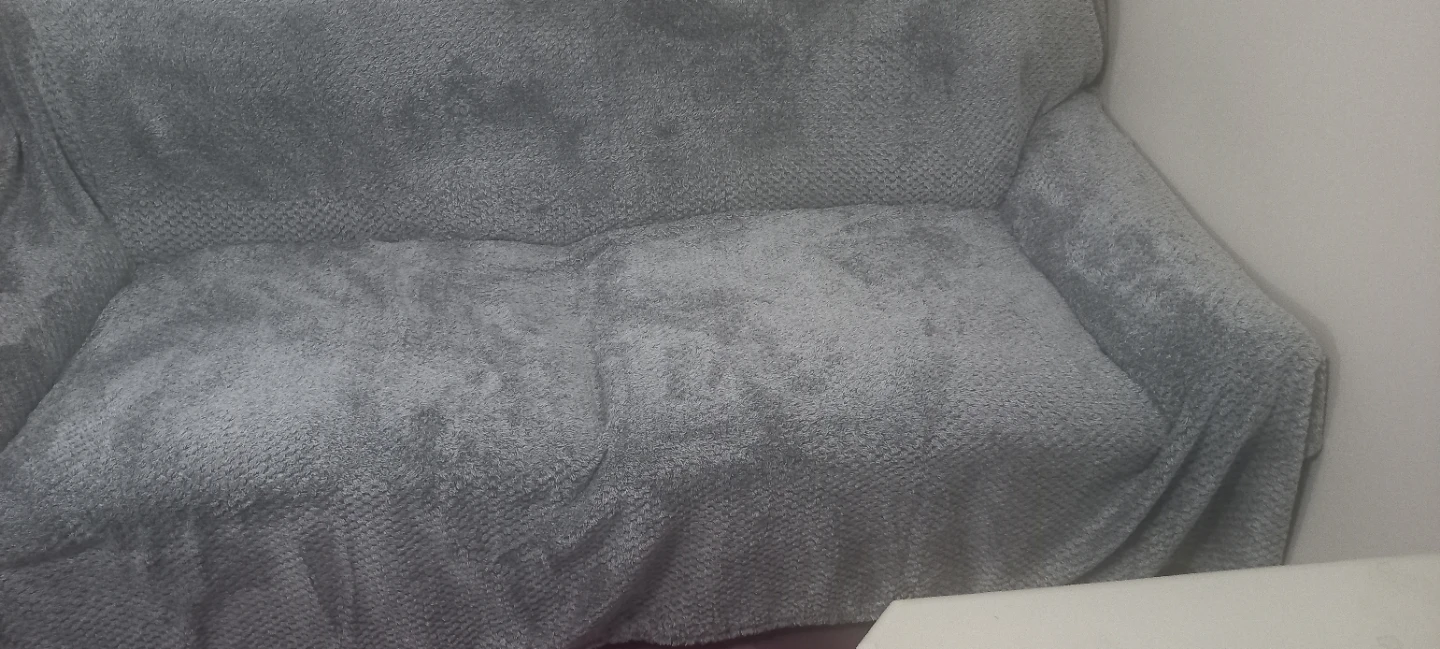 Grey Sofa is covered by fabric  cover, which isn't intended