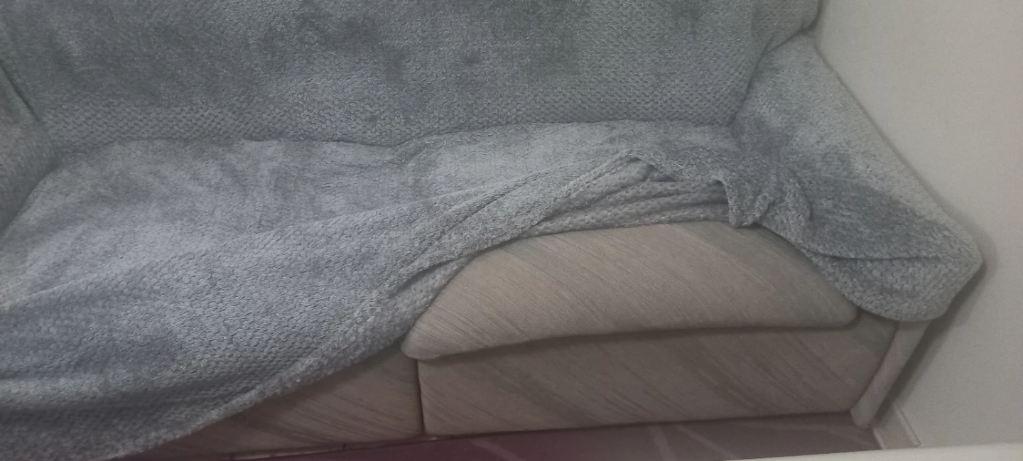 Grey Sofa is covered by fabric  cover, which isn't intended - photo 3