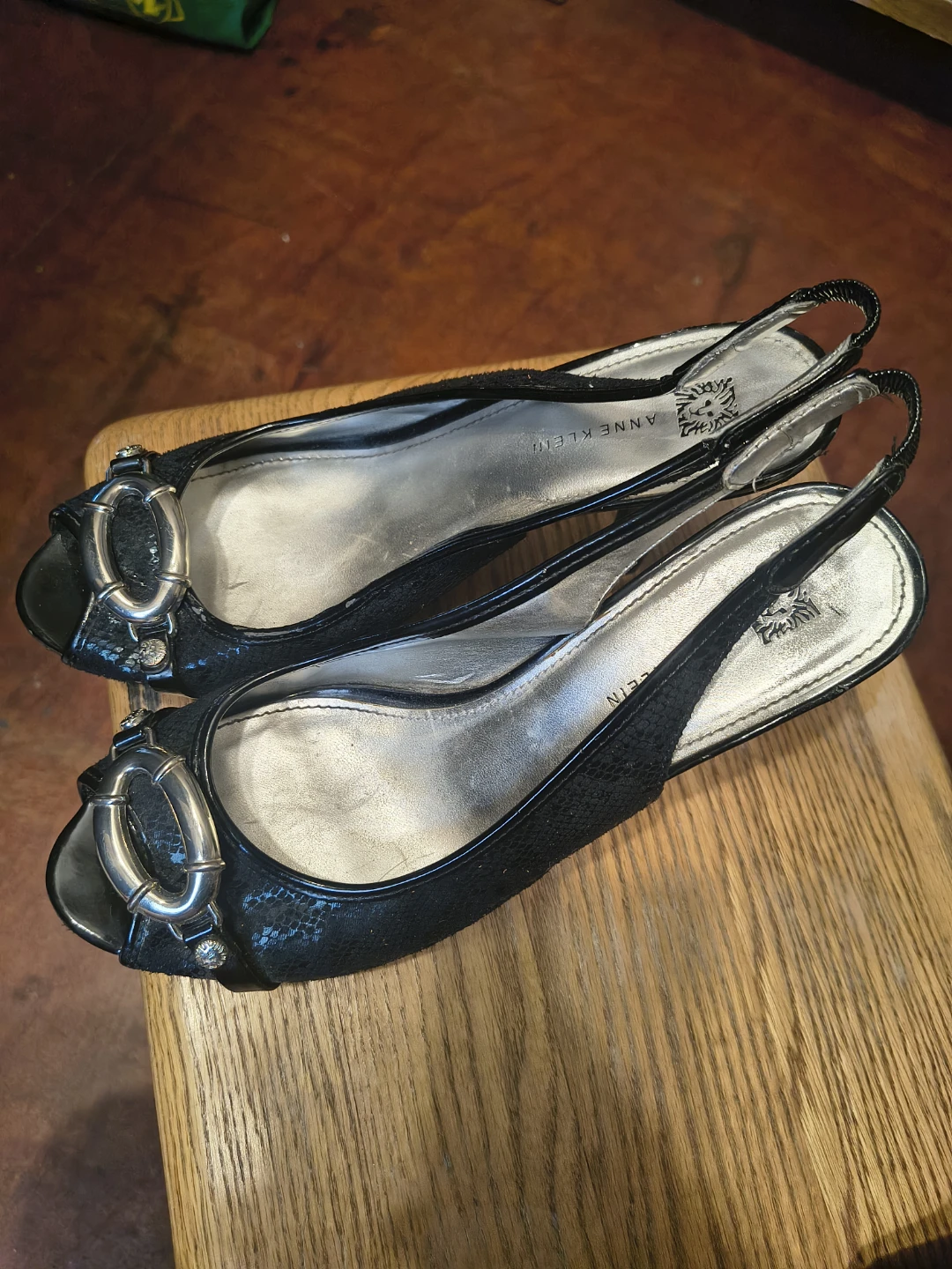 Anne Klein Black Slingback Peep Toe Heels - photo 2