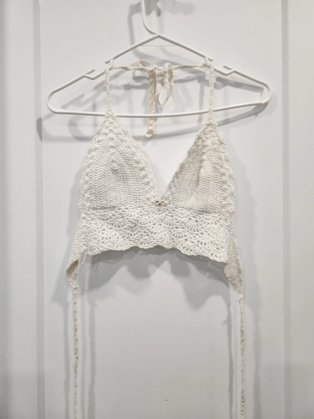 White Crochet Halter Top ⚽