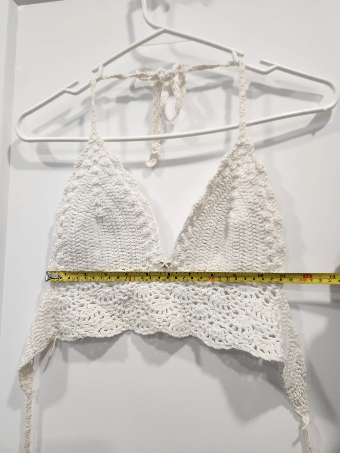 White Crochet Halter Top ⚽ - photo 2