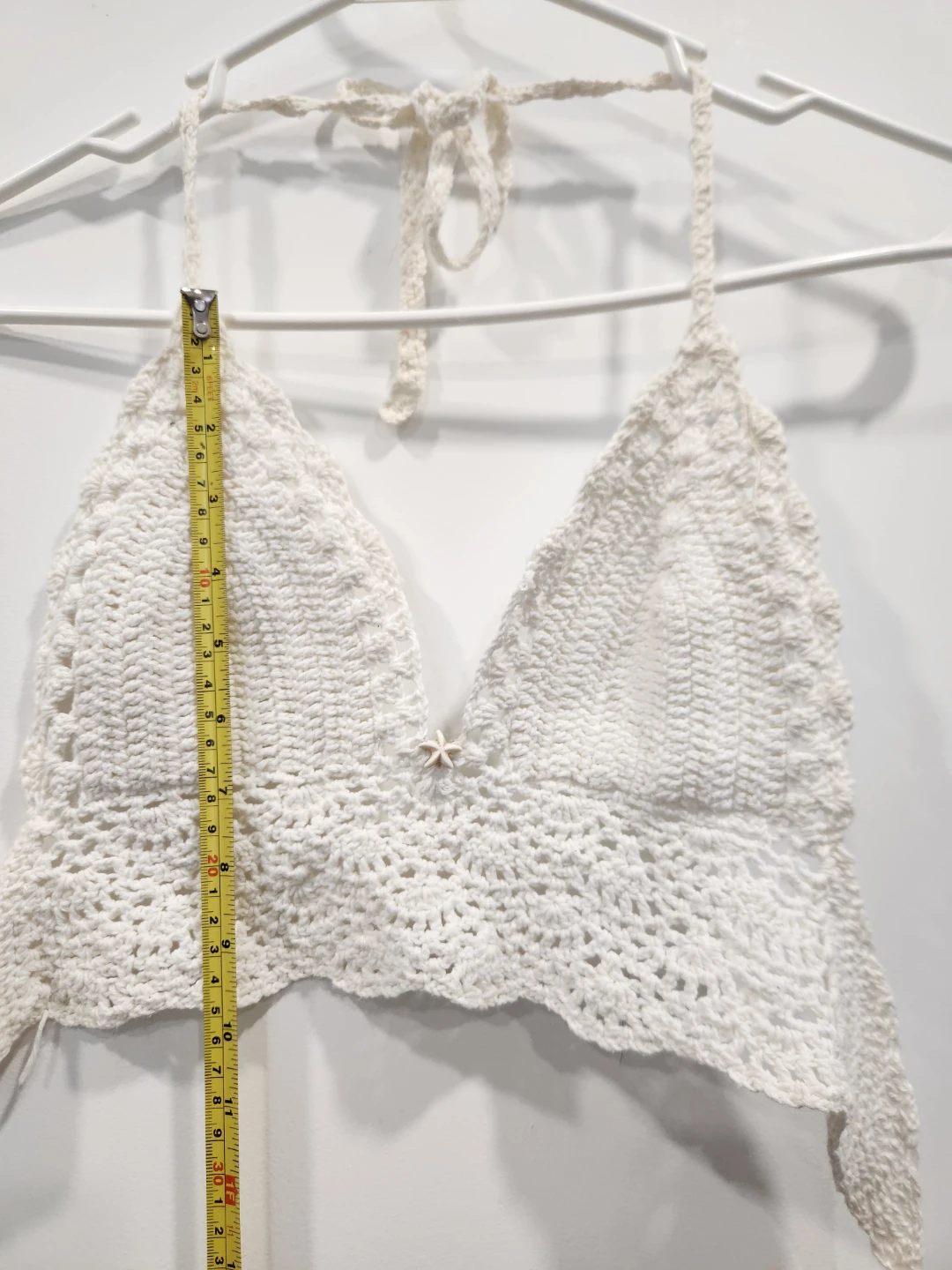 White Crochet Halter Top ⚽ - photo 3