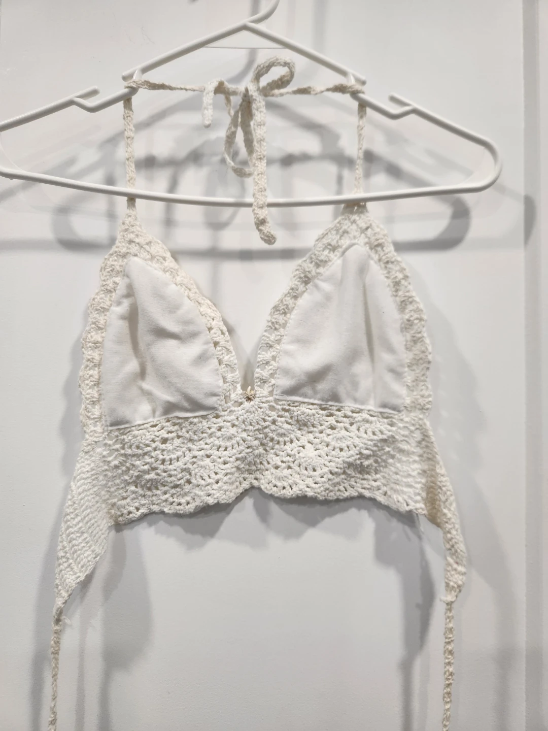 White Crochet Halter Top ⚽ - photo 4