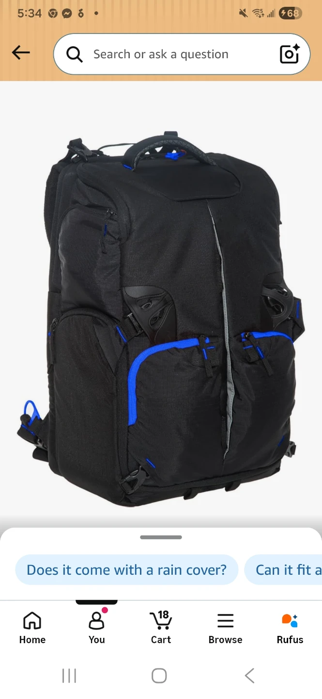 Black Drone Backpack with Blue Accents