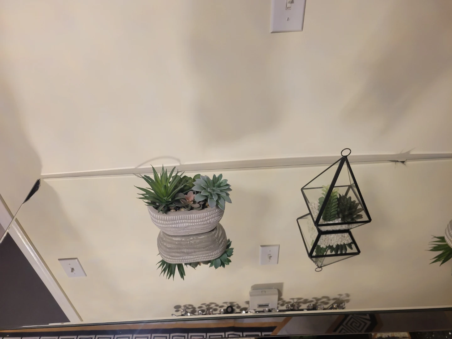 Mirrored Console Table with Faux Succulents - photo 2