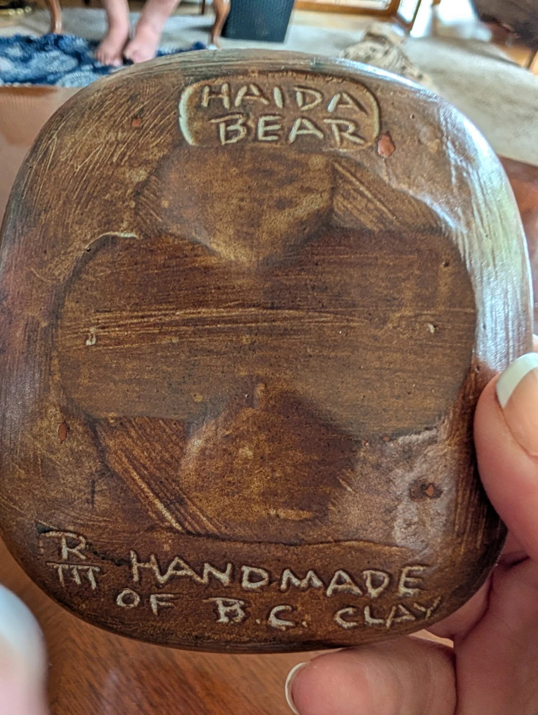 Handmade BC Clay Haida Bear and Sea Monster Sculptures