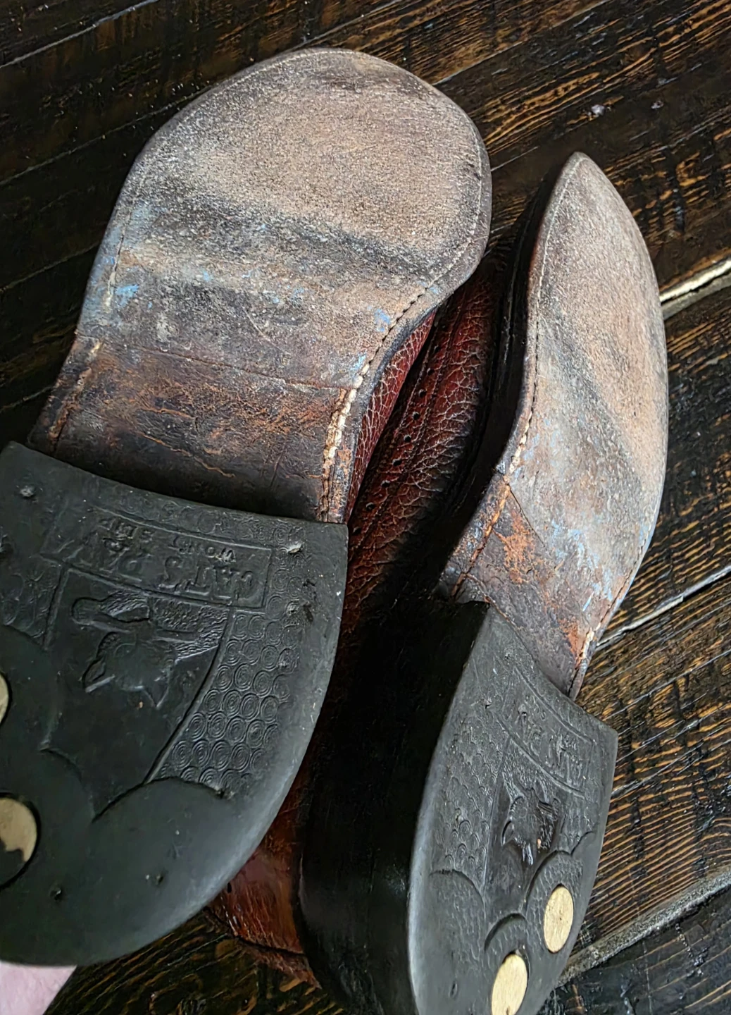 Mens 10  Gold Bond Hartt Vintage Brown Leather Oxfords - photo 5