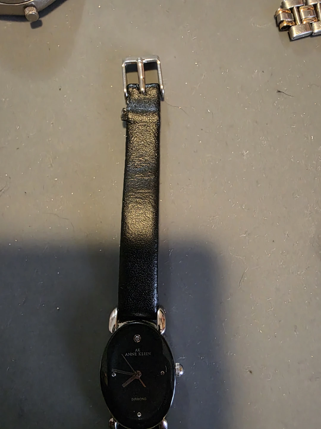 Anne Klein Diamond Black Leather Strap Watch - photo 2